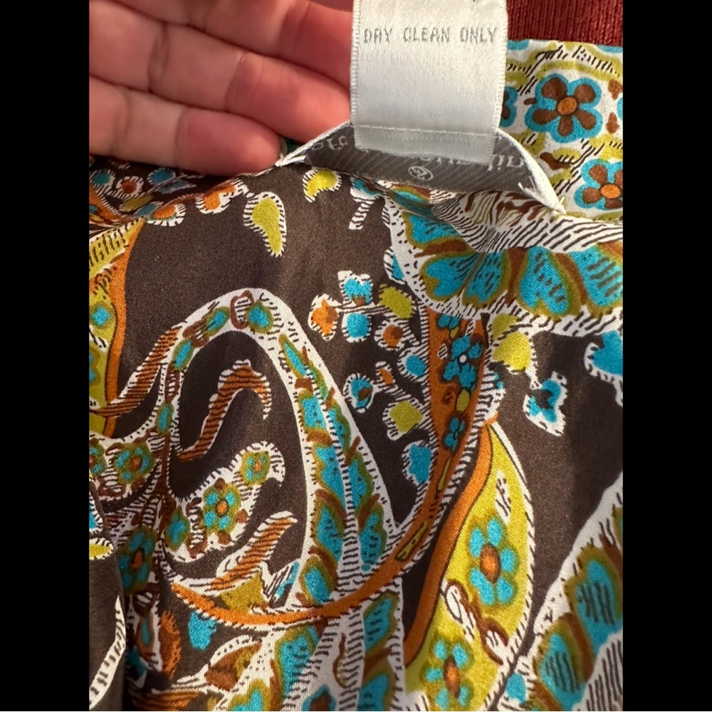 SOFT SURROUNDINGS Cashmere Silk Cardigan Sweater Burnt Orange Paisley Lined Trim - Picture 6 of 8